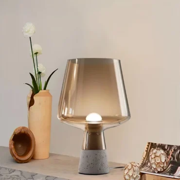 Århus glass table lamp with natural marble base