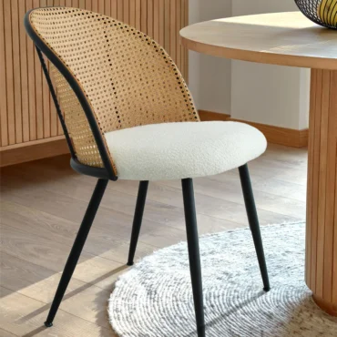 Cassia B22 rattan chair with black metal frame