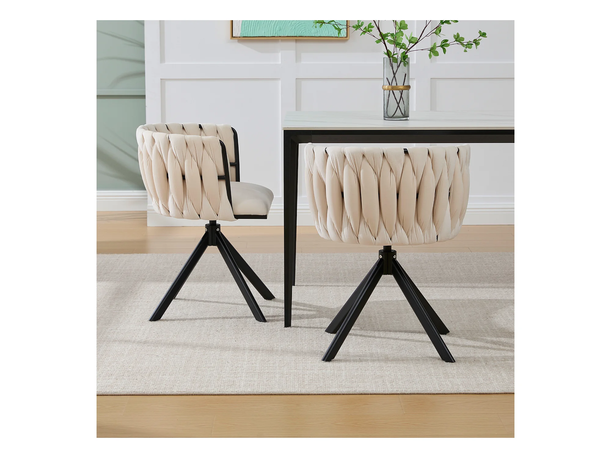 Kungsbacka Beige Swivel Dining Chair in Velvet - Image 3