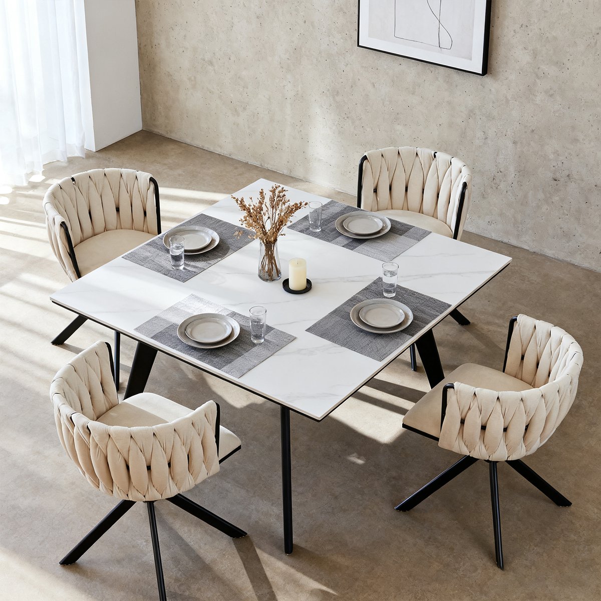 Kungsbacka Beige Swivel Dining Chair in Velvet - Image 4