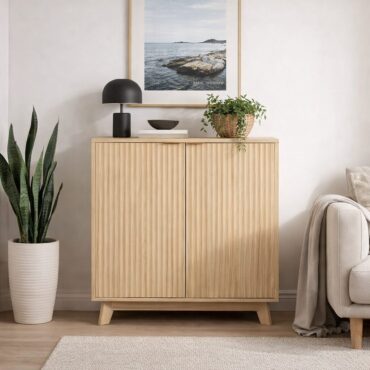 Gävle fluted cabinet with gold-coloured metal handles