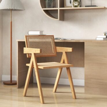 Arvika bamboo rattan dining chair with armrests