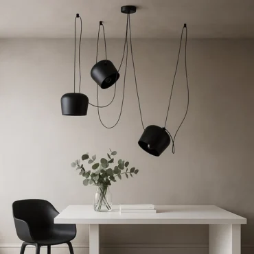 Karlstad black triple pendant light with adjustable metal shades