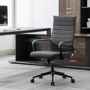 Kalmar black office chair with woven fabric upholstery