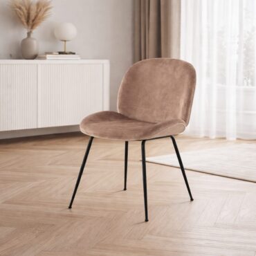 Lillesand sand velvet dining chair with metal frame