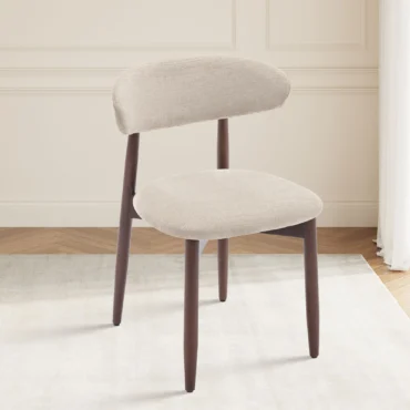 Ringsted beige linen dining chair with solid wood legs