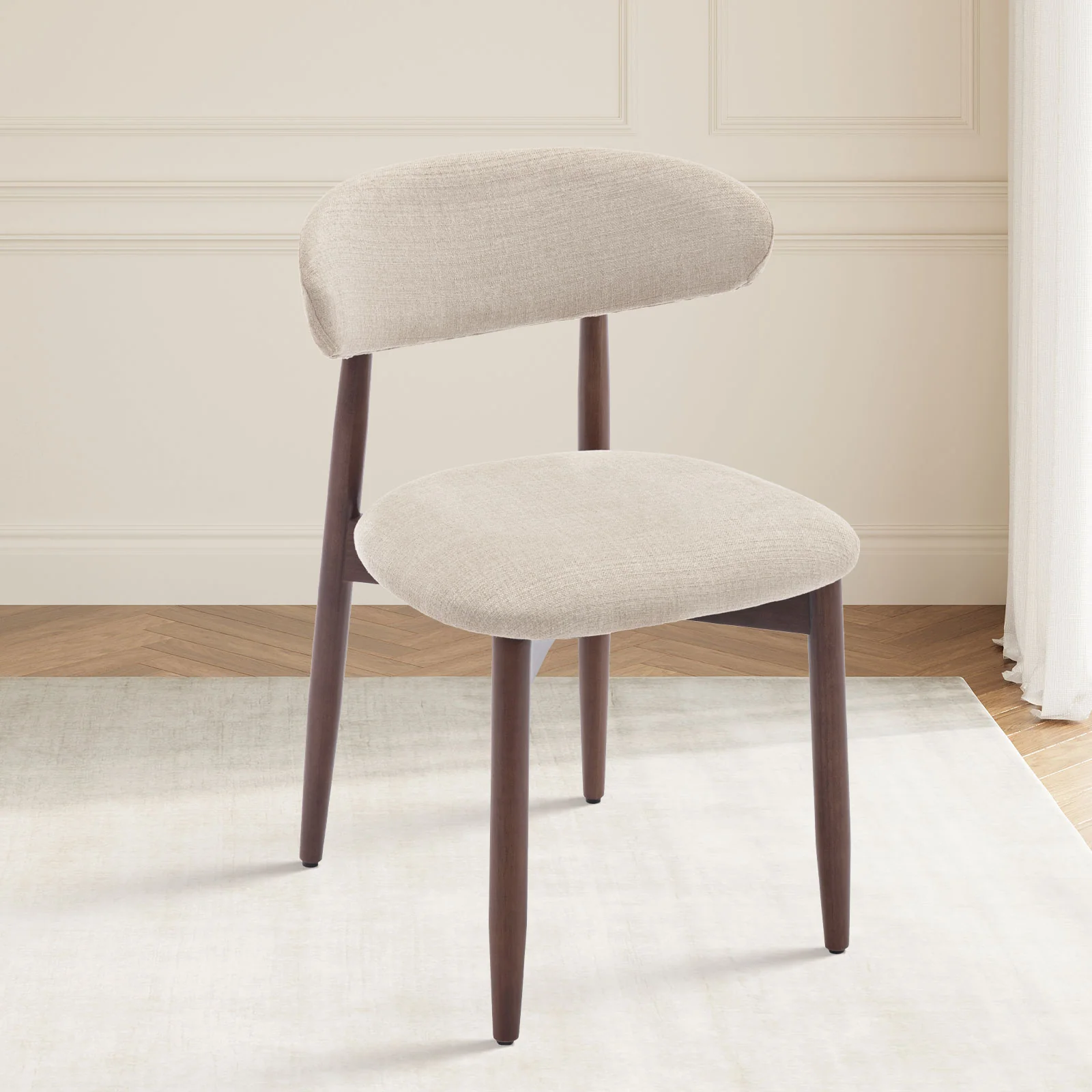 Ringsted beige linen dining chair with solid wood legs