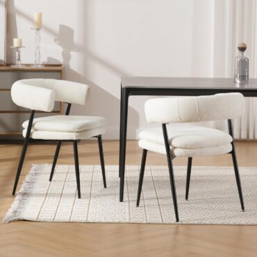 Djursholm white dining chairs, set of two, with black metal legs
