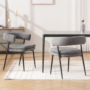 Djursholm grey dining chairs, set of two, with black metal legs