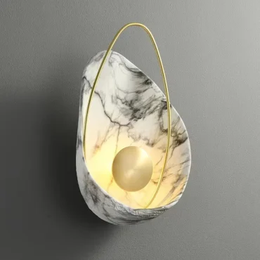 Røros pearl-inspired natural marble wall light with visible veining