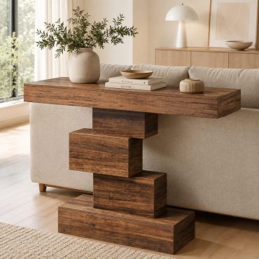 Vänersborg geometric console table with stacked pedestal base