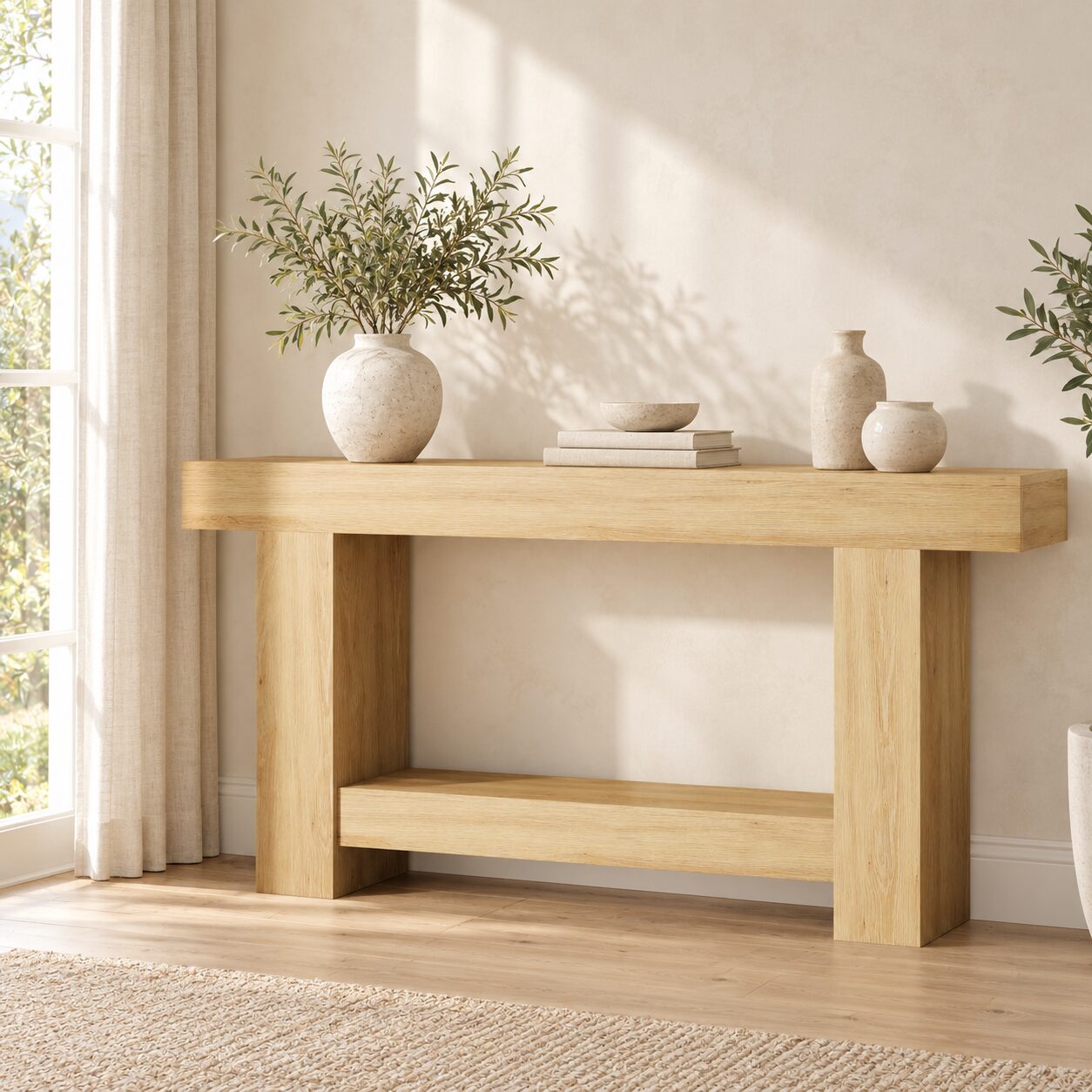 Ronneby Natural Wood-Effect Console Table - Image 3