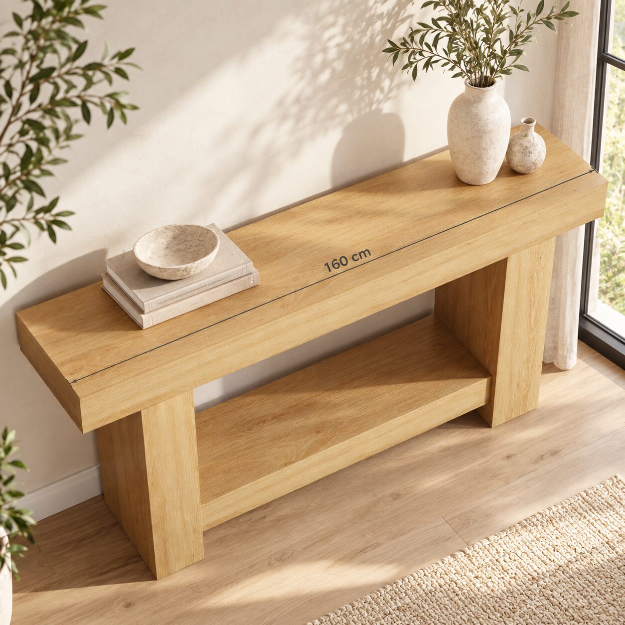 Ronneby Natural Wood-Effect Console Table - Image 4