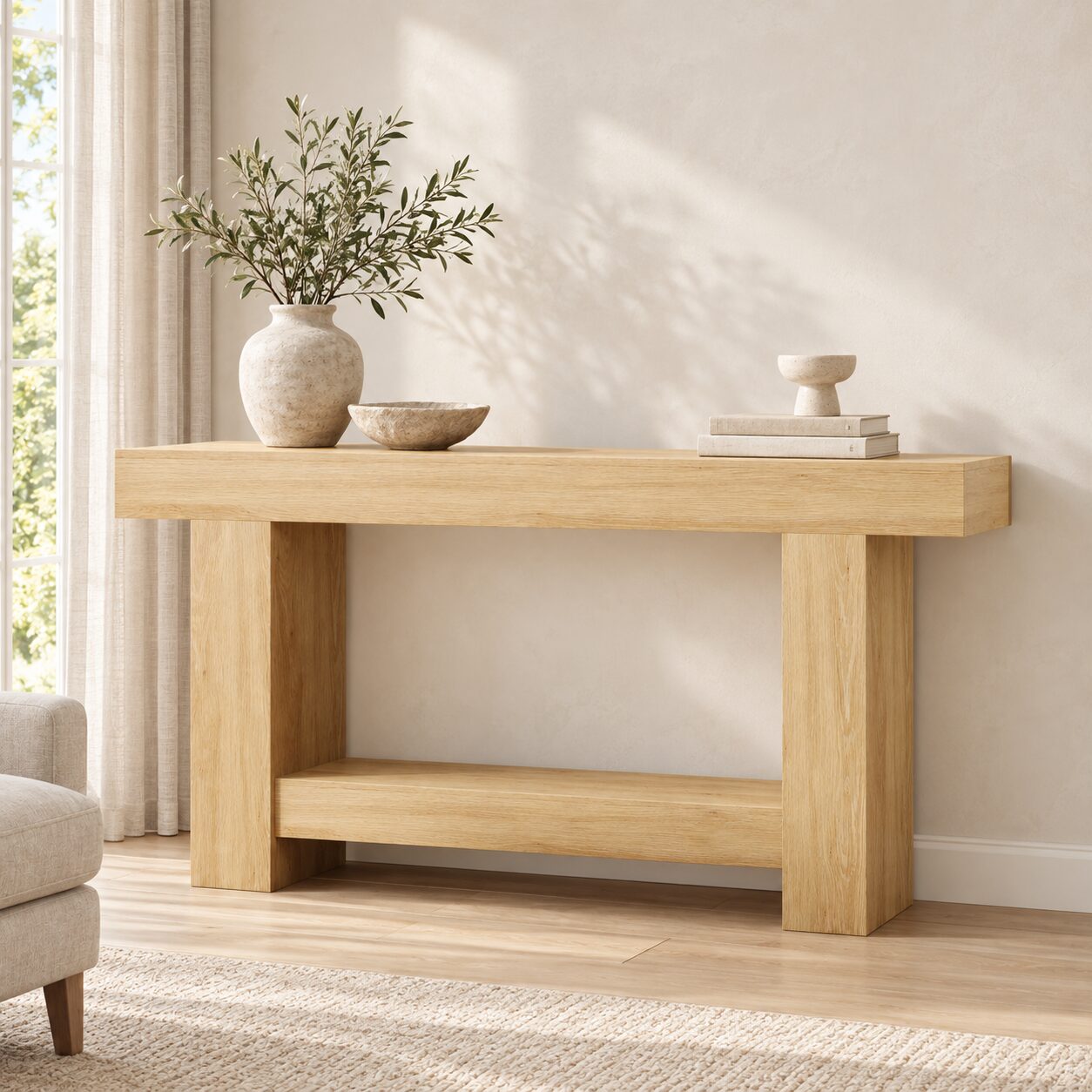 Ronneby Natural Wood-Effect Console Table - Image 5