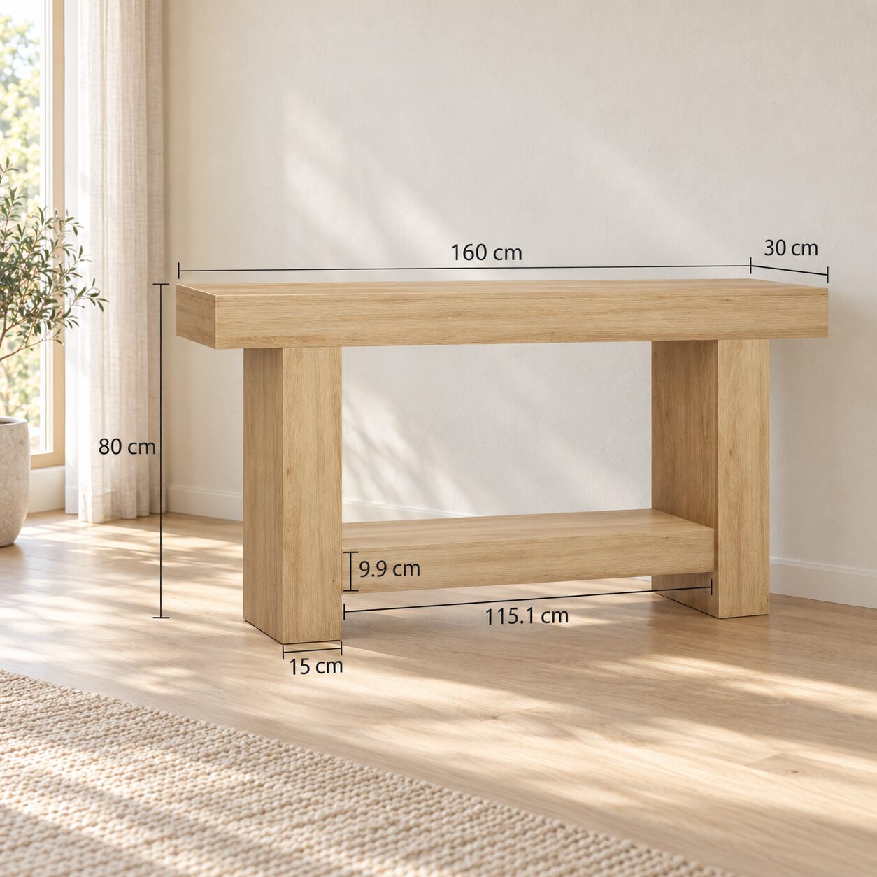 Ronneby Natural Wood-Effect Console Table - Image 7