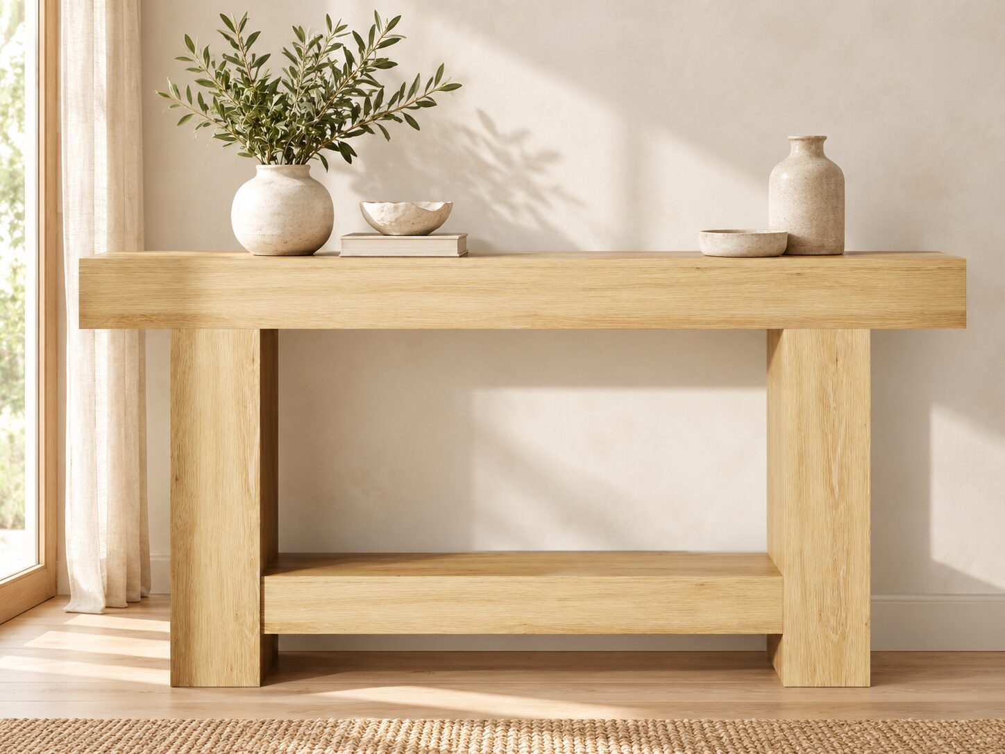Ronneby Natural Wood-Effect Console Table - Image 2