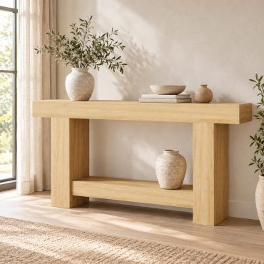 Ronneby natural wood-effect console table with open lower shelf